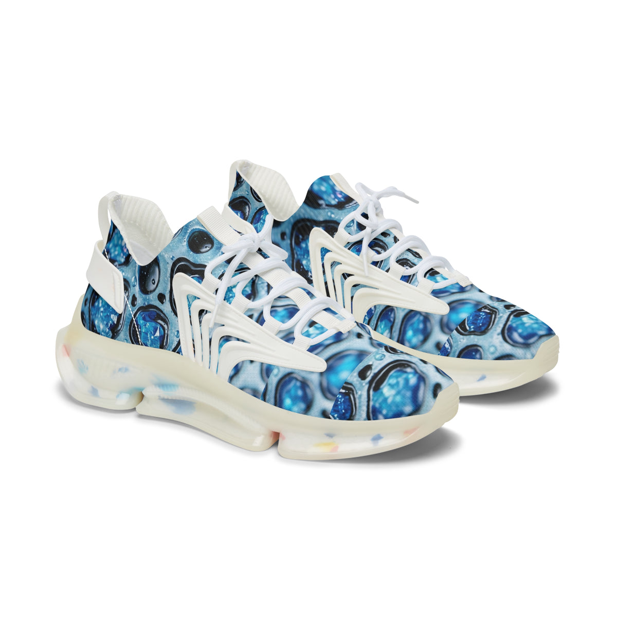 Women's Blue Marble Mesh Sneakers