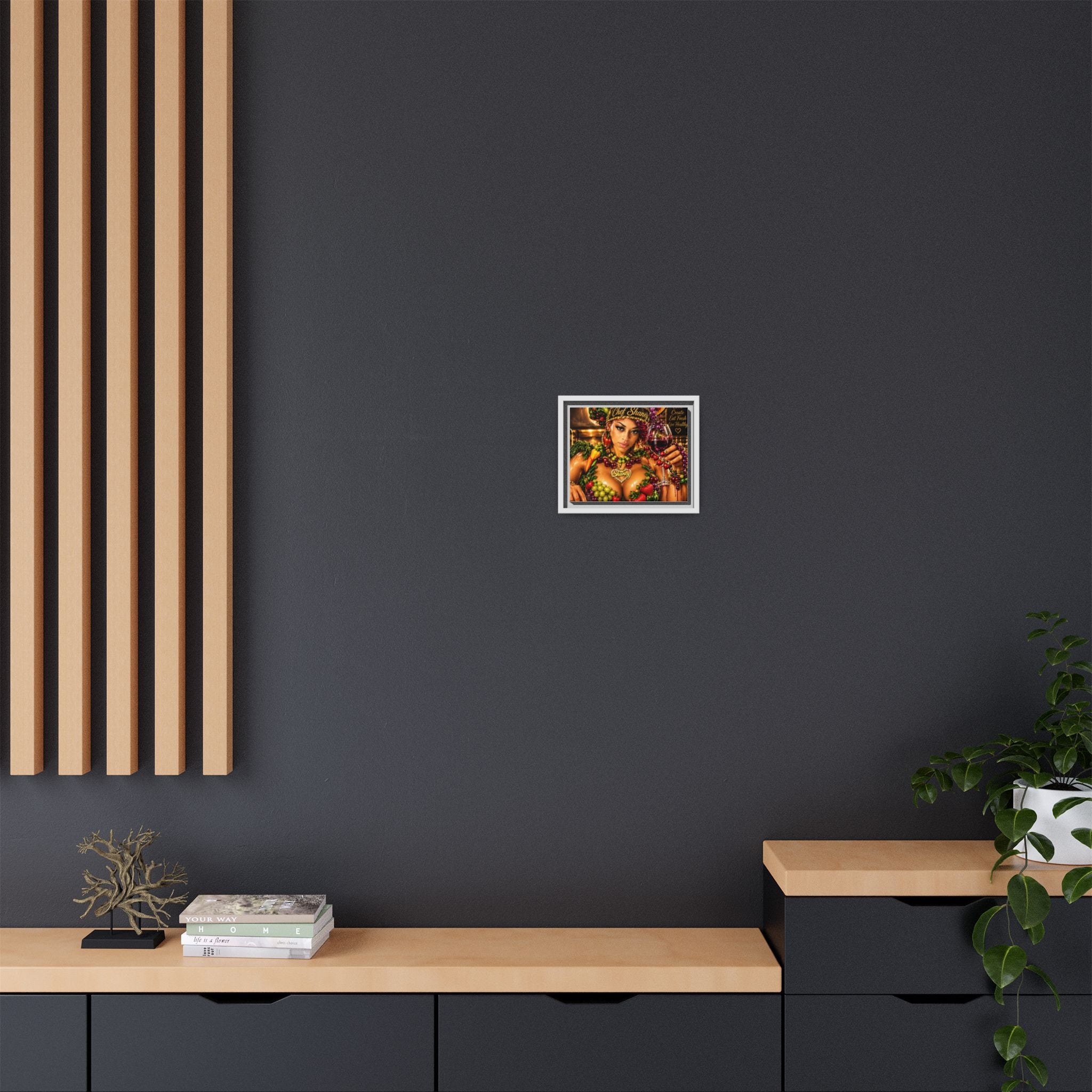 Chef Shaney Fruit Goddess Matte Framed Canvas — "Eat Fresh Live Healthy" Kitchen Wall Art