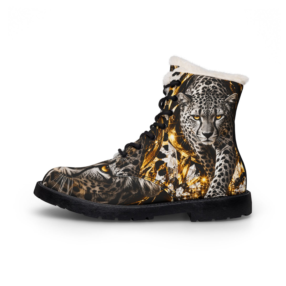 Women's Leopard Print Fur-Lined Boots