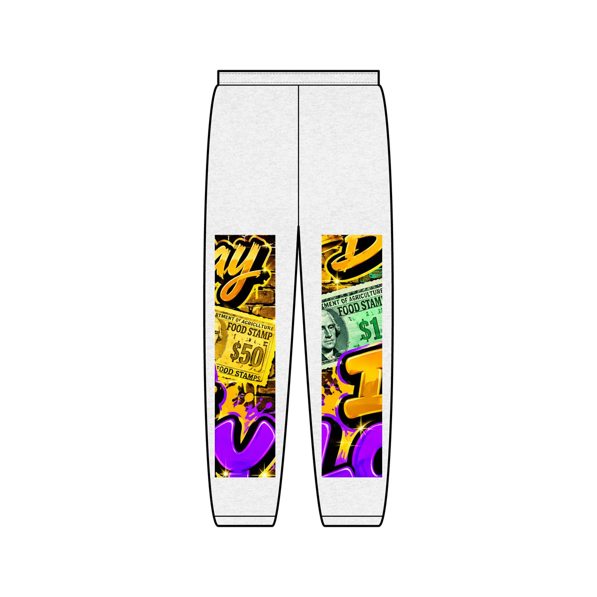 Money Graphic Sweatpants — Colorful Casino Jackpot Leg Art