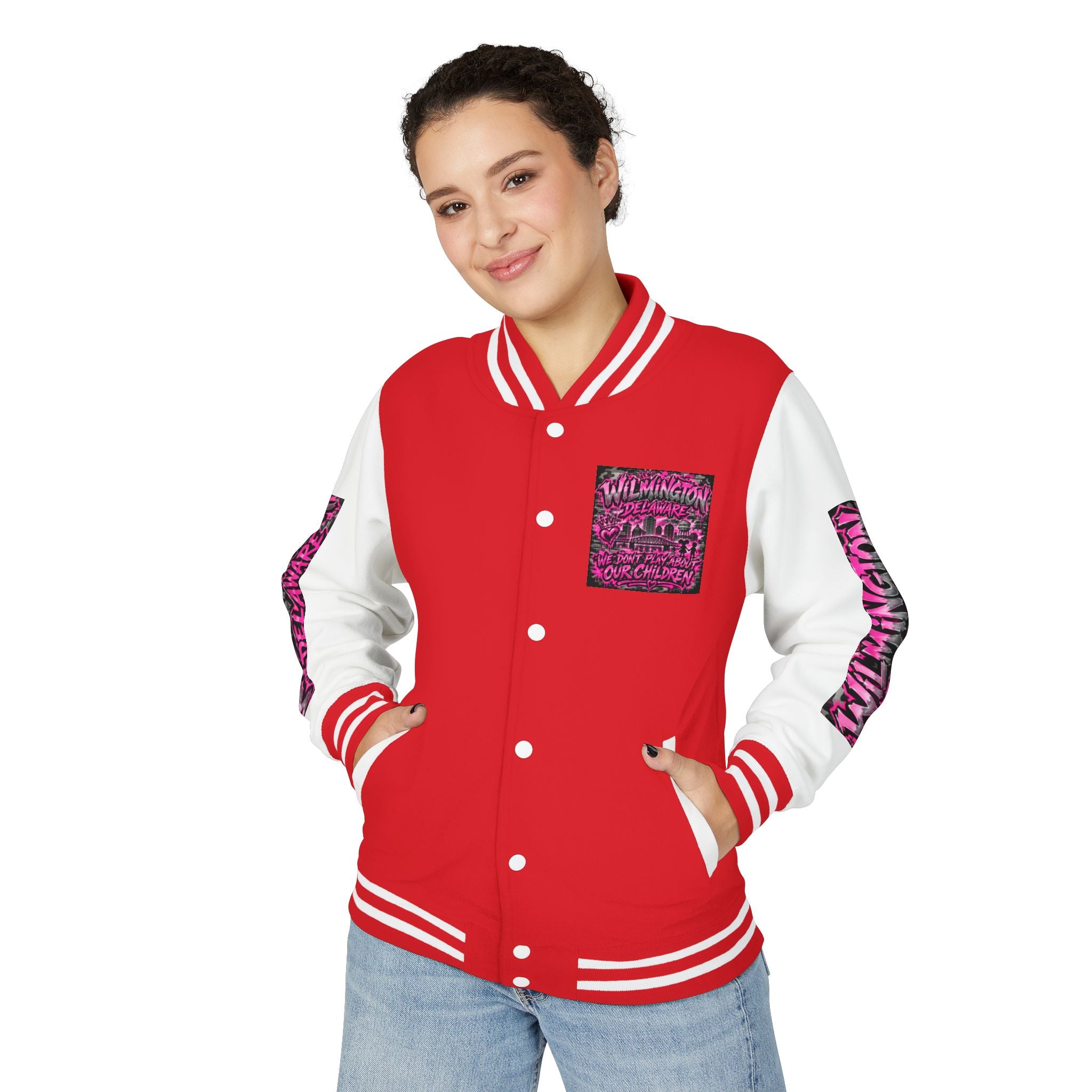 Wilmington Delaware Letterman Jacket — 'We Don't Play About Our Children' Varsity Coat