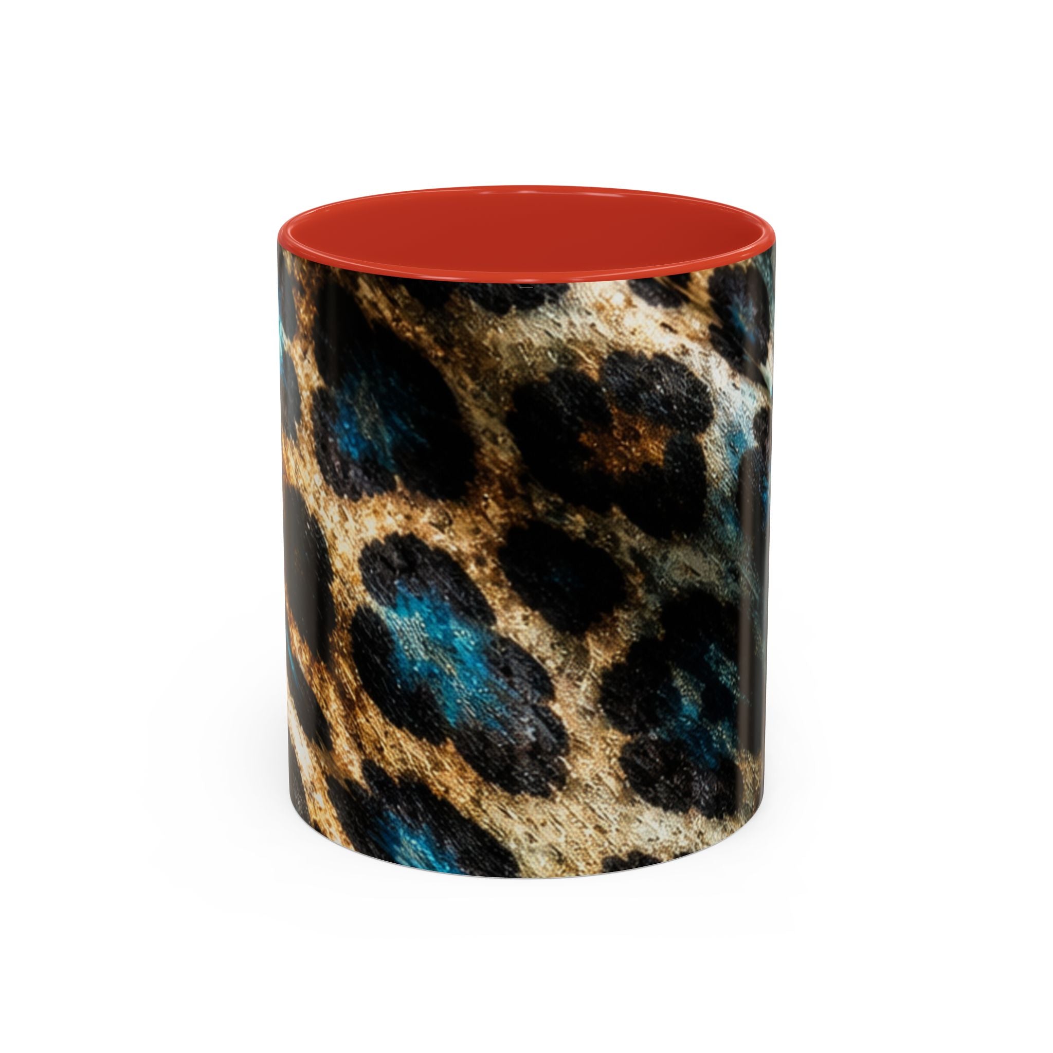 Teal Leopard Accent Coffee Mug — Bold Animal Print Ceramic Mug (11/15 oz)