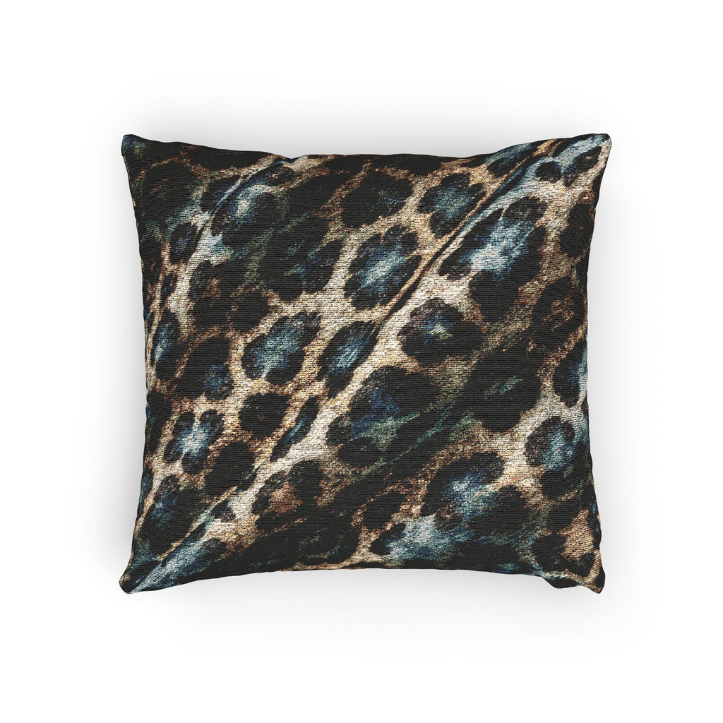 Leopard Print Woven Pillow — Textured Animal Print Decorative Cushion