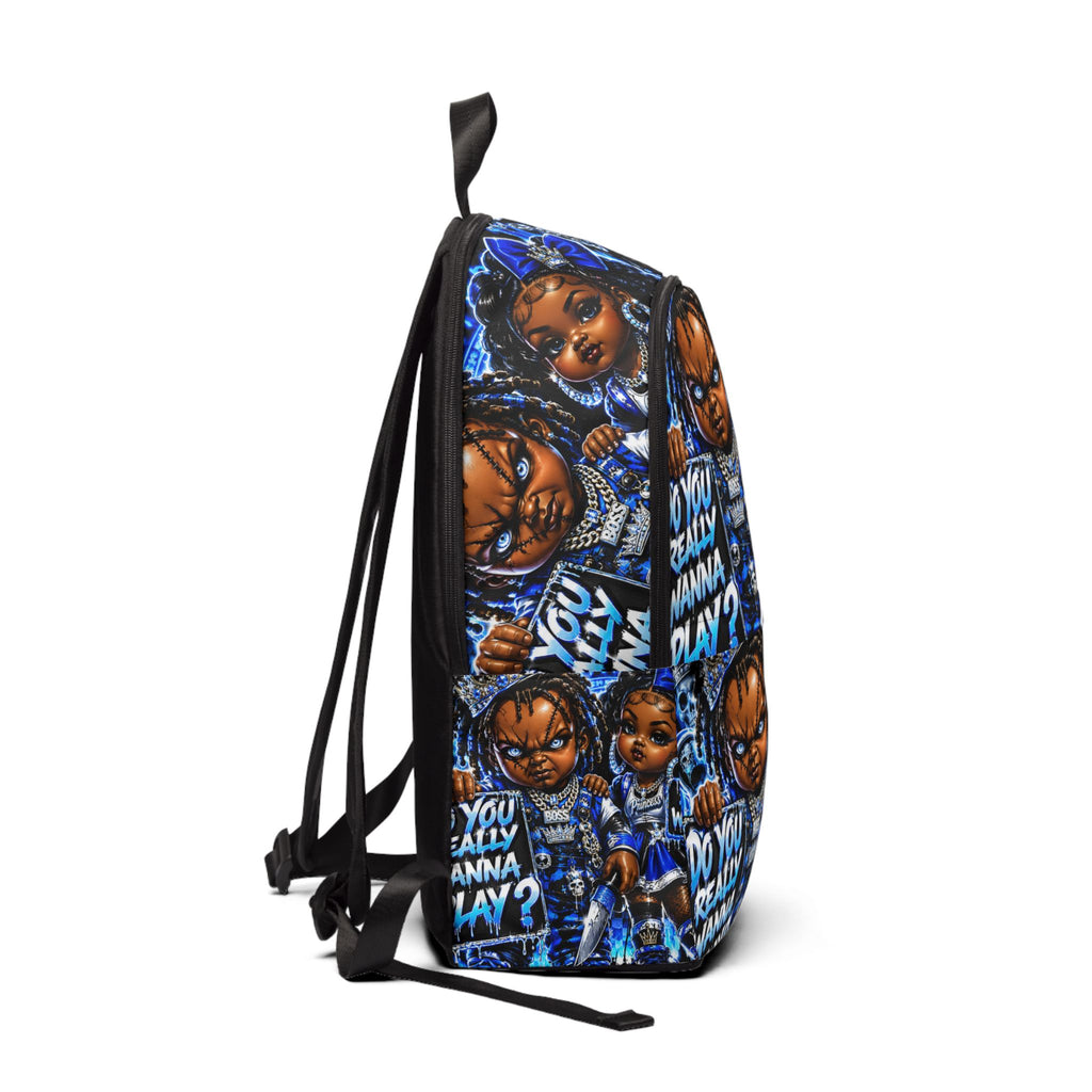 Blue Chucky Doll Horror Graphic Backpack – "Do You Really Wanna Play?"