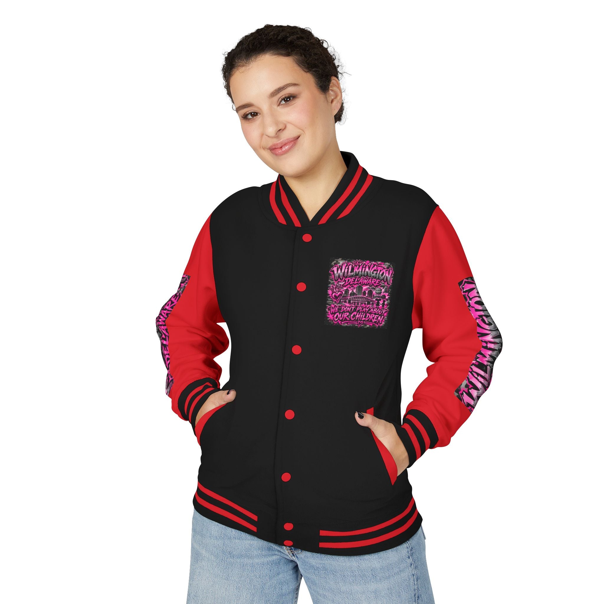 Wilmington Delaware Letterman Jacket — 'We Don't Play About Our Children' Varsity Coat
