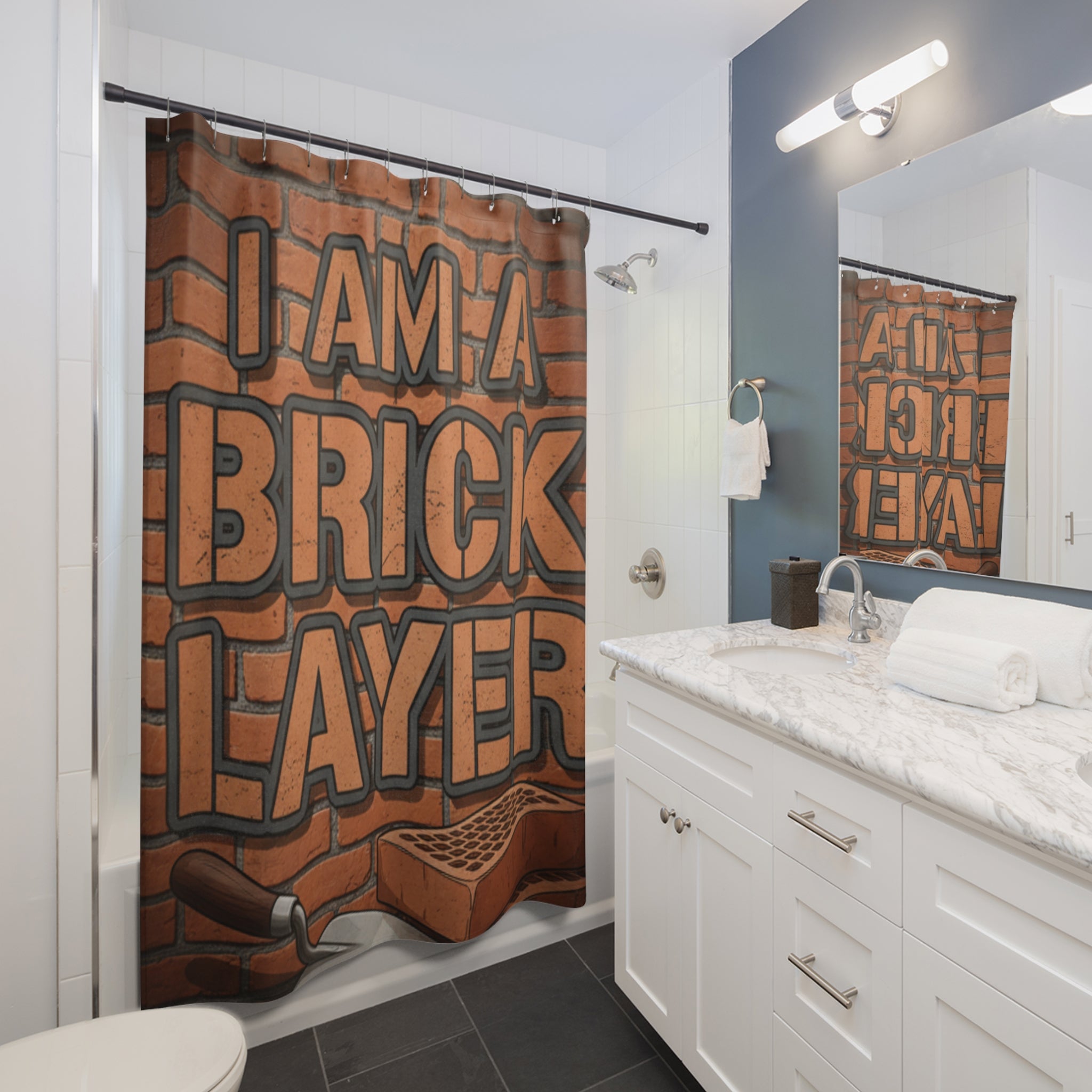Shower Curtain — I Am a Bricklayer Brick Wall Design (Construction Gift)