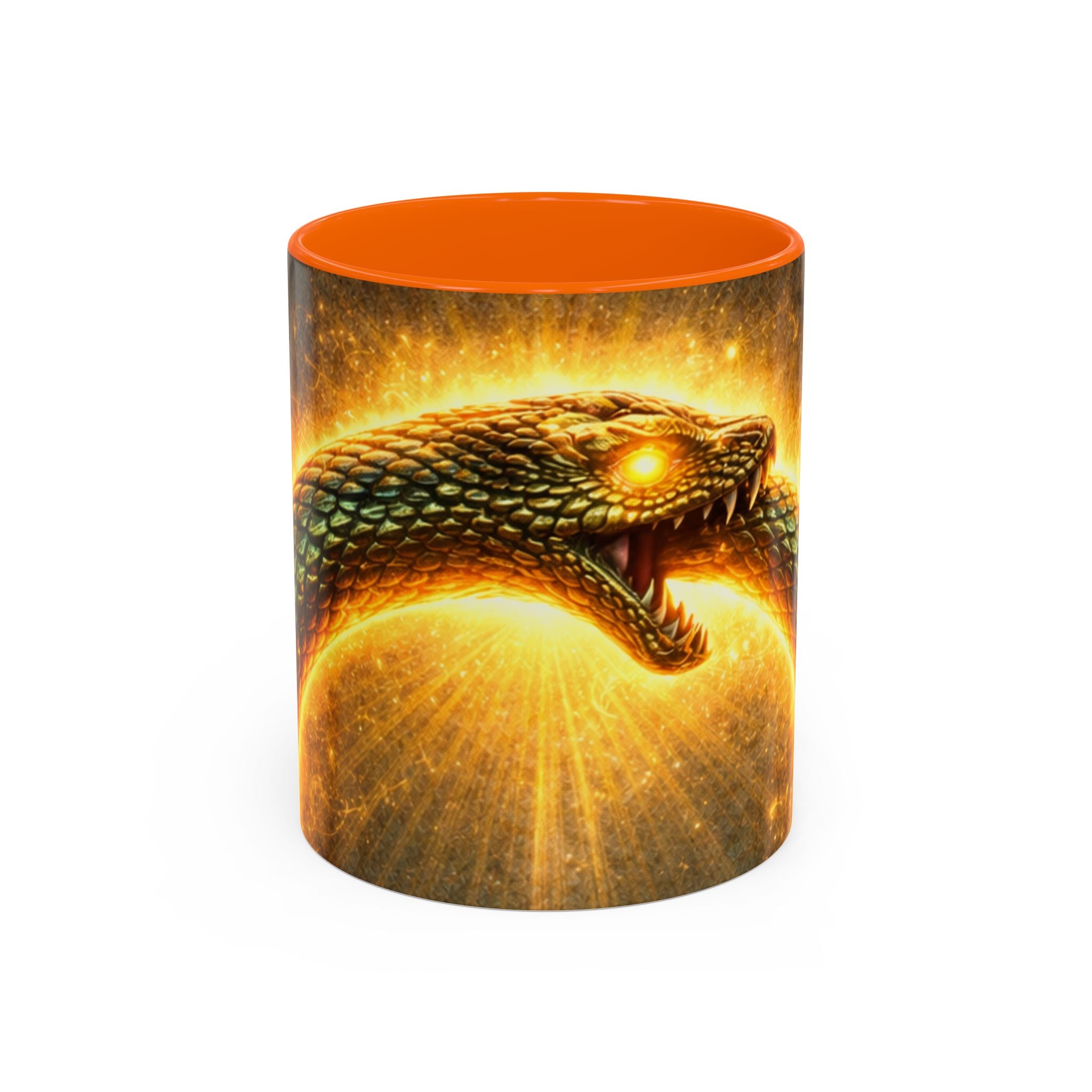 Ouroboros Serpent Accent Coffee Mug — Fiery Mythic Snake Design (11/15oz)
