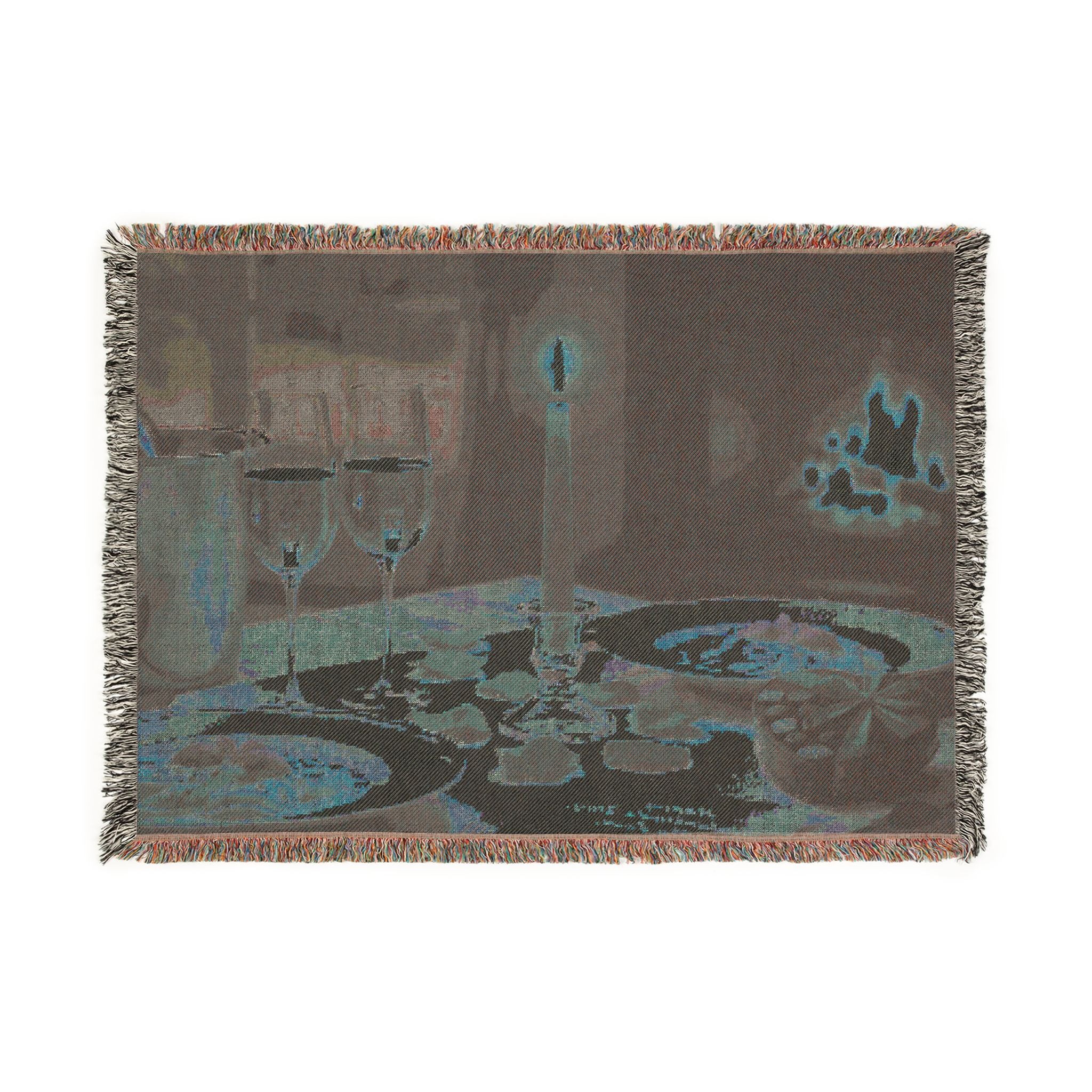 Cozy Candlelit Dinner Woven Blanket