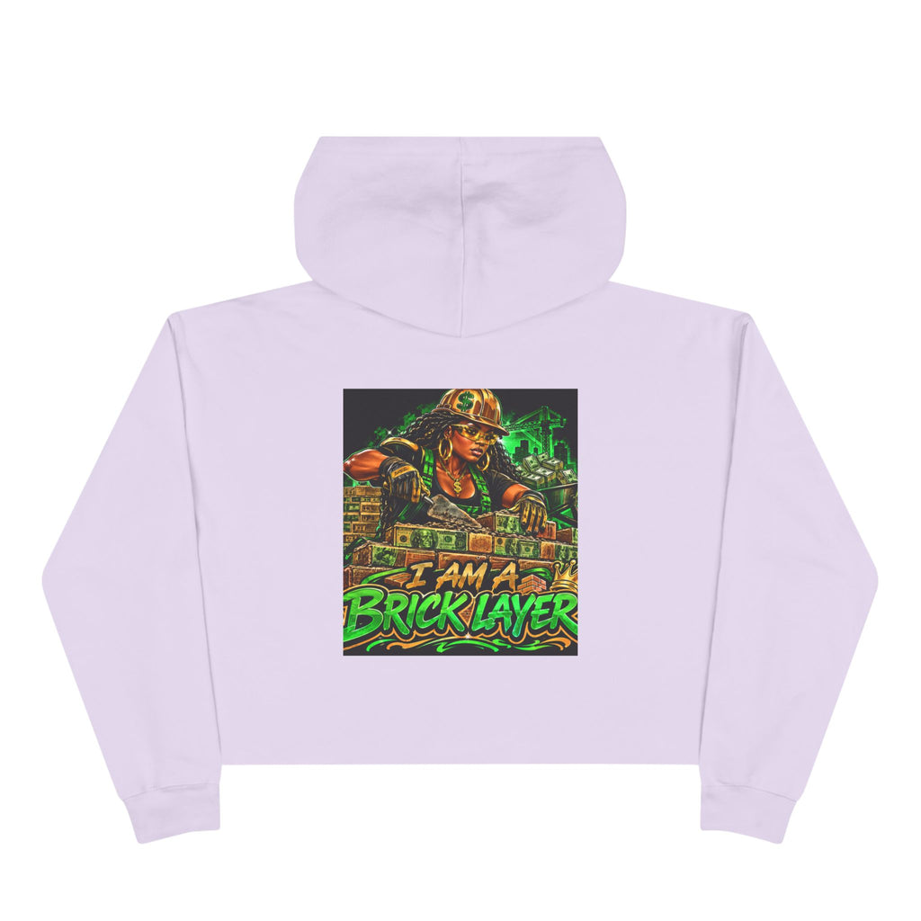 Bricklayer Crop Hoodie — I Am A Bricklayer Graphic Hoodie for Construction Workers