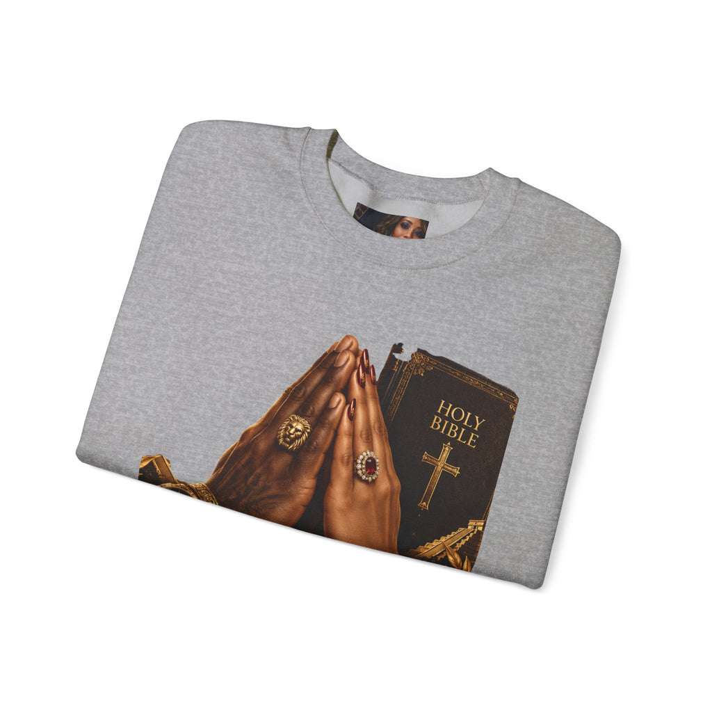Holy Bible Praying Hands Religious Crewneck Sweatshirt