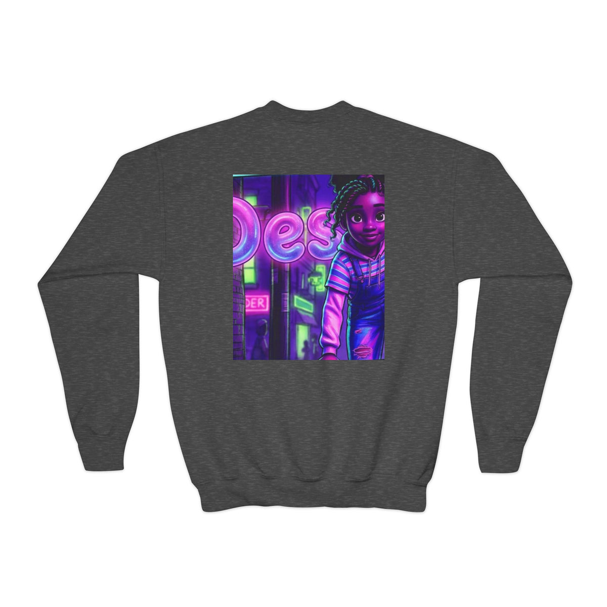 Youth “Destiny” Retro Neon Graphic Crewneck Sweatshirt