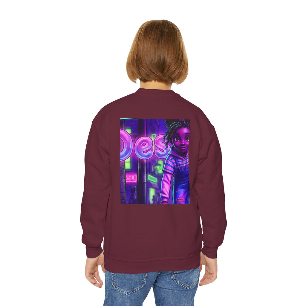 Youth “Destiny” Retro Neon Graphic Crewneck Sweatshirt