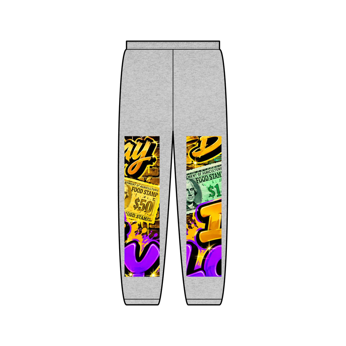 Money Graphic Sweatpants — Colorful Casino Jackpot Leg Art