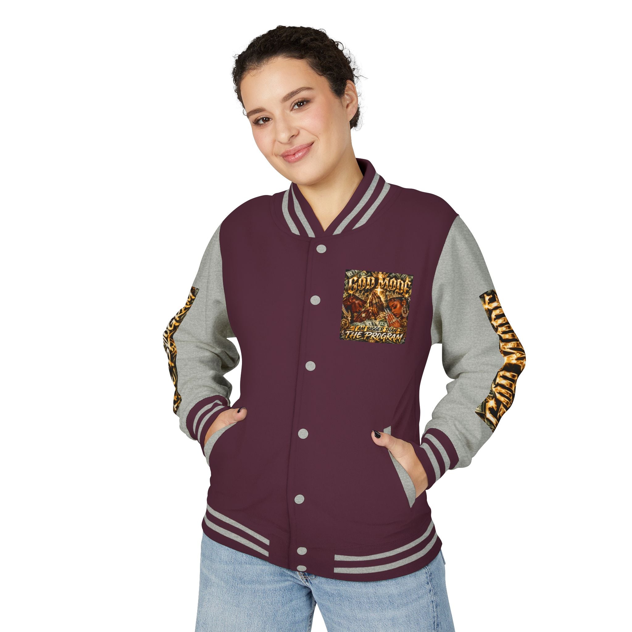 Letterman Jacket — 'I Am Bigger Than The Program' Graphic Varsity Jacket