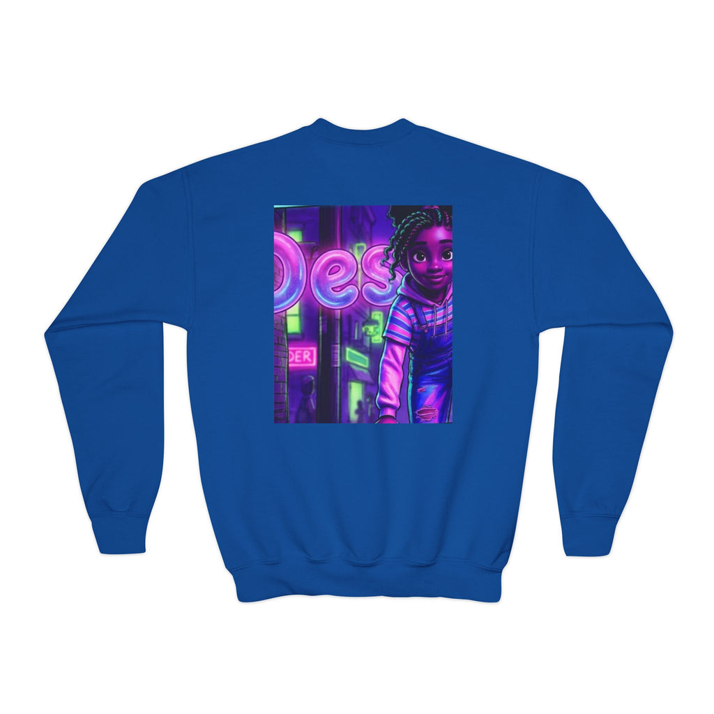 Youth “Destiny” Retro Neon Graphic Crewneck Sweatshirt
