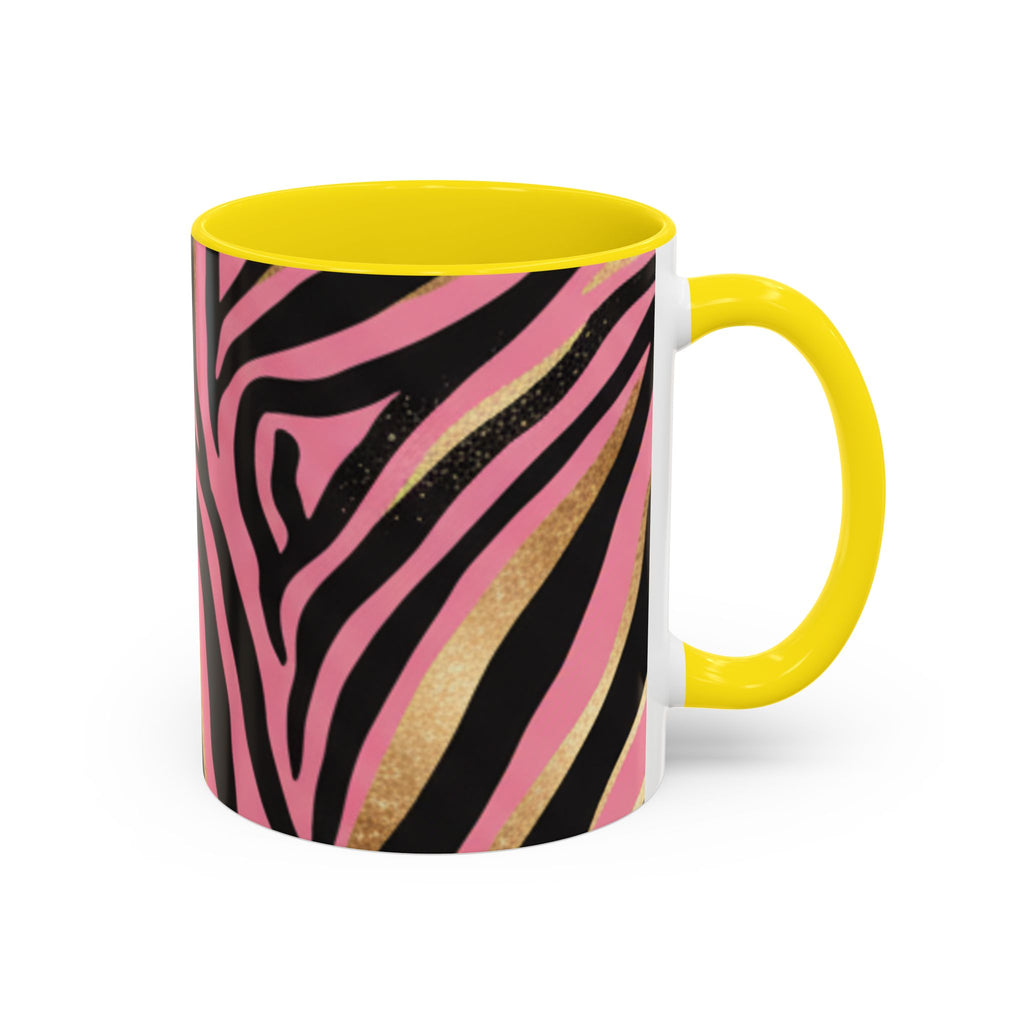 Pink & Gold Zebra Accent Coffee Mug — Stylish Animal Print Ceramic Mug (11/15oz)