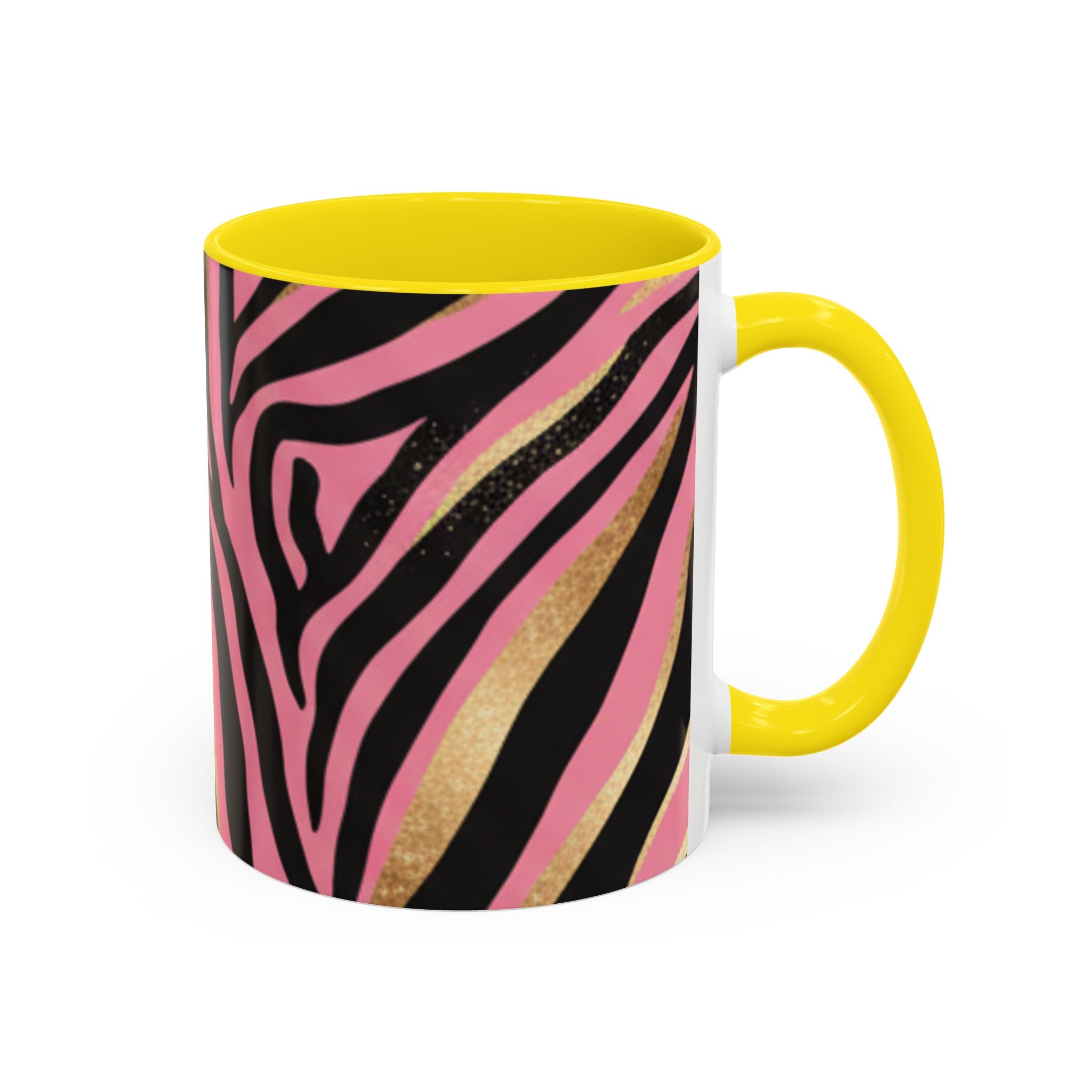 Pink & Gold Zebra Accent Coffee Mug — Stylish Animal Print Ceramic Mug (11/15oz)