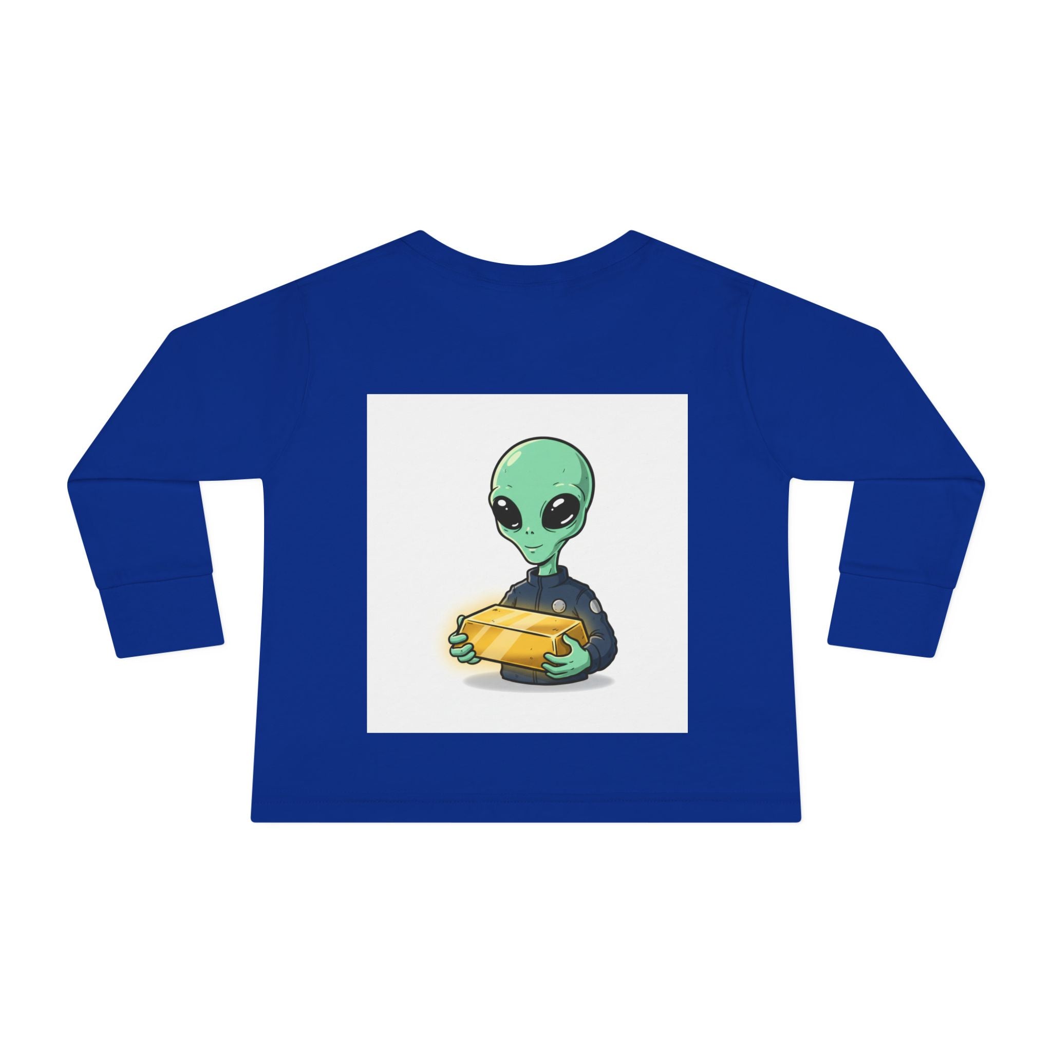 Alien Holding Gold Bar Toddler Long Sleeve Tee