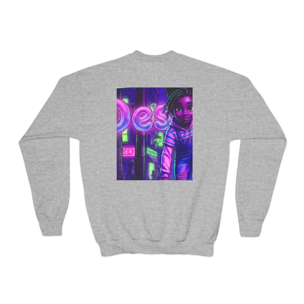 Youth “Destiny” Retro Neon Graphic Crewneck Sweatshirt