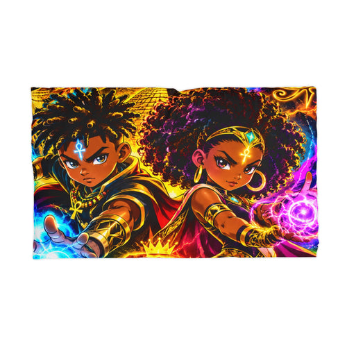 Afro-Fantasy Magic Pillowcase — Twin Young Sorcerers Microfiber Pillowcase