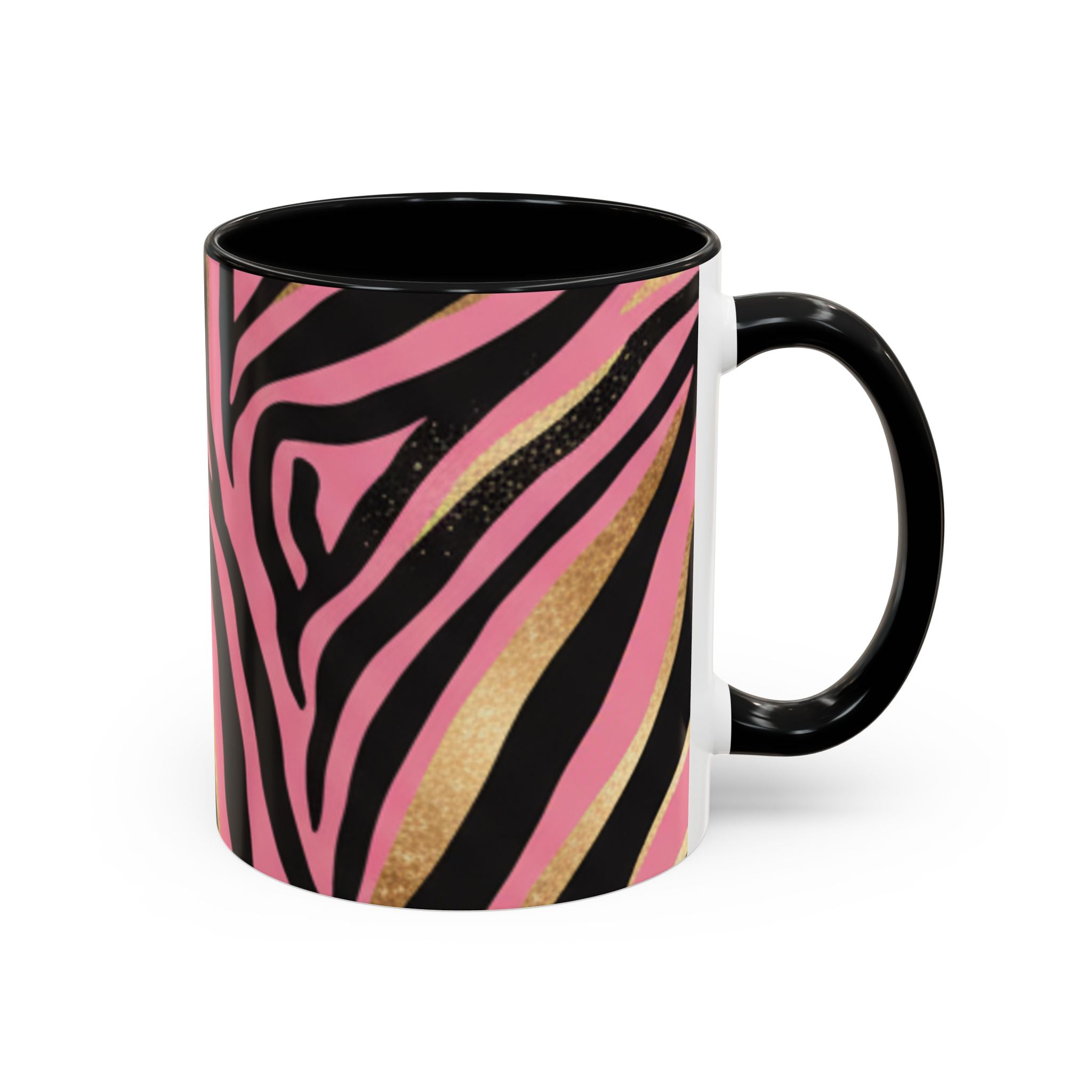 Pink & Gold Zebra Accent Coffee Mug — Stylish Animal Print Ceramic Mug (11/15oz)