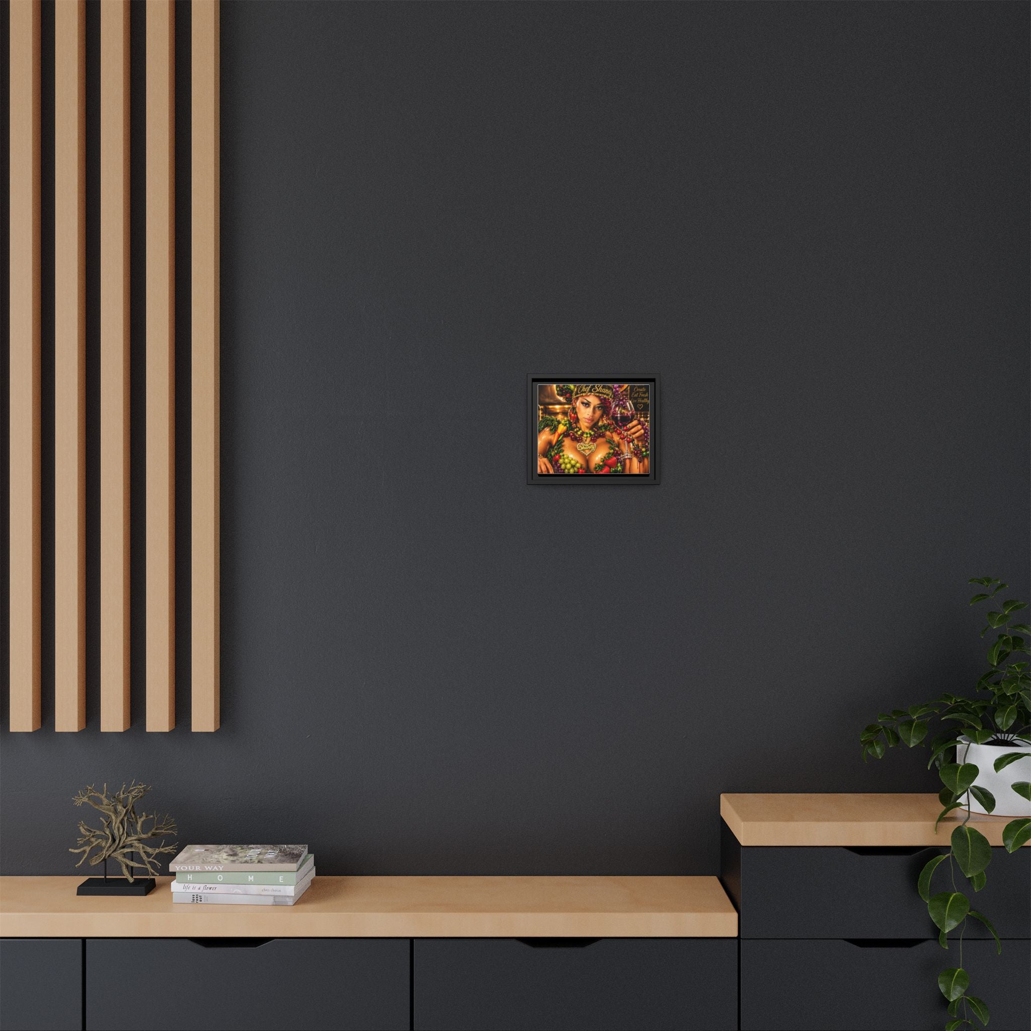 Chef Shaney Fruit Goddess Matte Framed Canvas — "Eat Fresh Live Healthy" Kitchen Wall Art