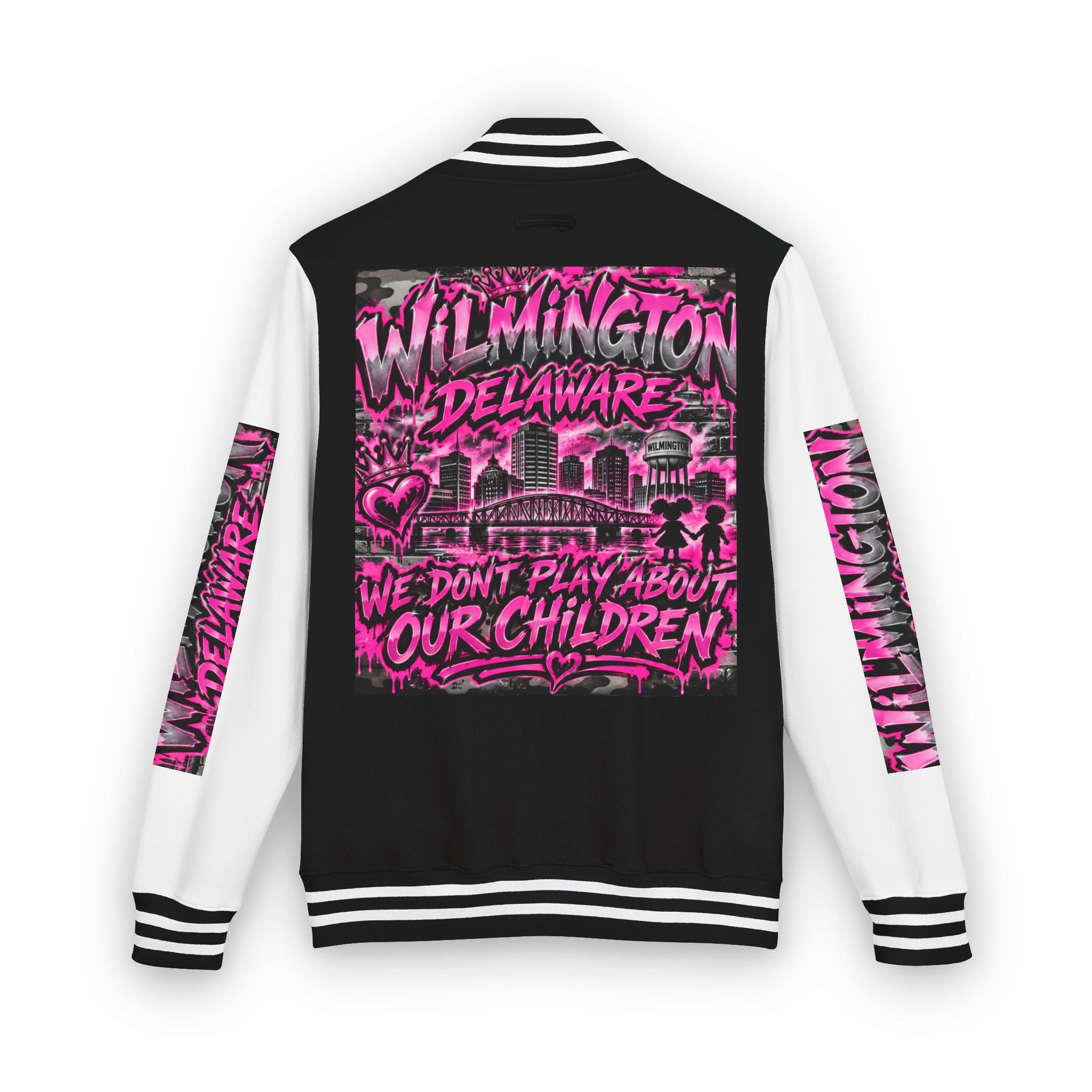 Wilmington Delaware Letterman Jacket — 'We Don't Play About Our Children' Varsity Coat