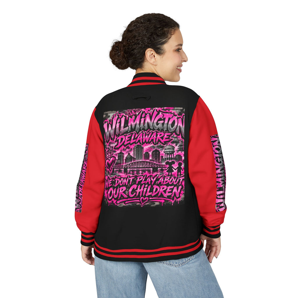 Wilmington Delaware Letterman Jacket — 'We Don't Play About Our Children' Varsity Coat