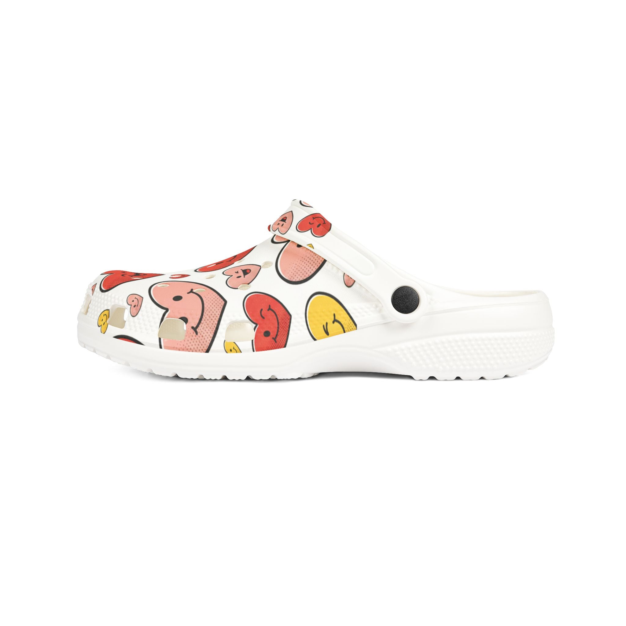 Heart Pattern EVA Foam Clogs — Cute Smiley Hearts Slip-On Shoes