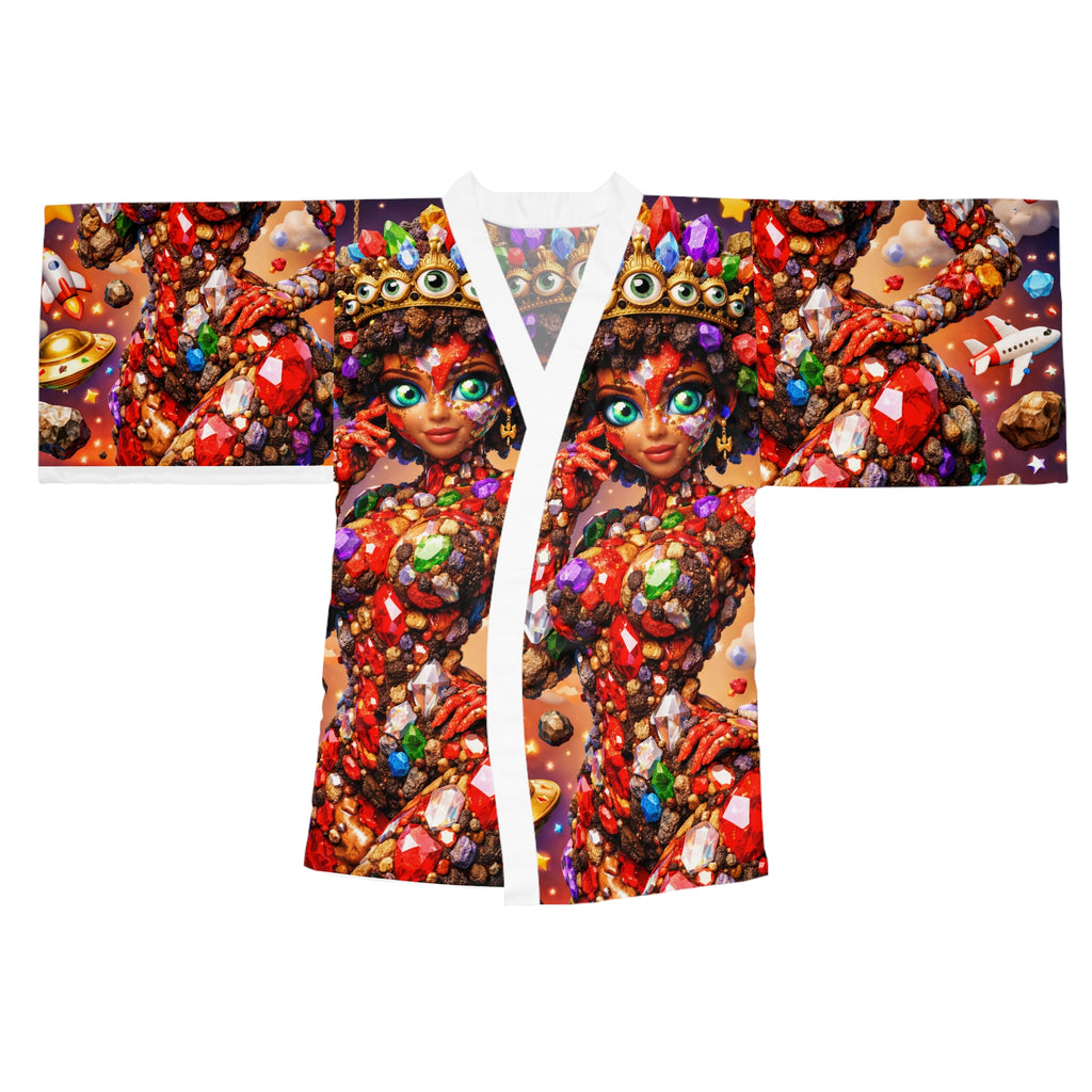 Colorful Gem Goddess Kimono — Long Sleeve Printed Robe