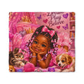 Minky Baby Lovey Blanket – Black Princess “Dream, Play, Believe” Pink Cuddle Blanket
