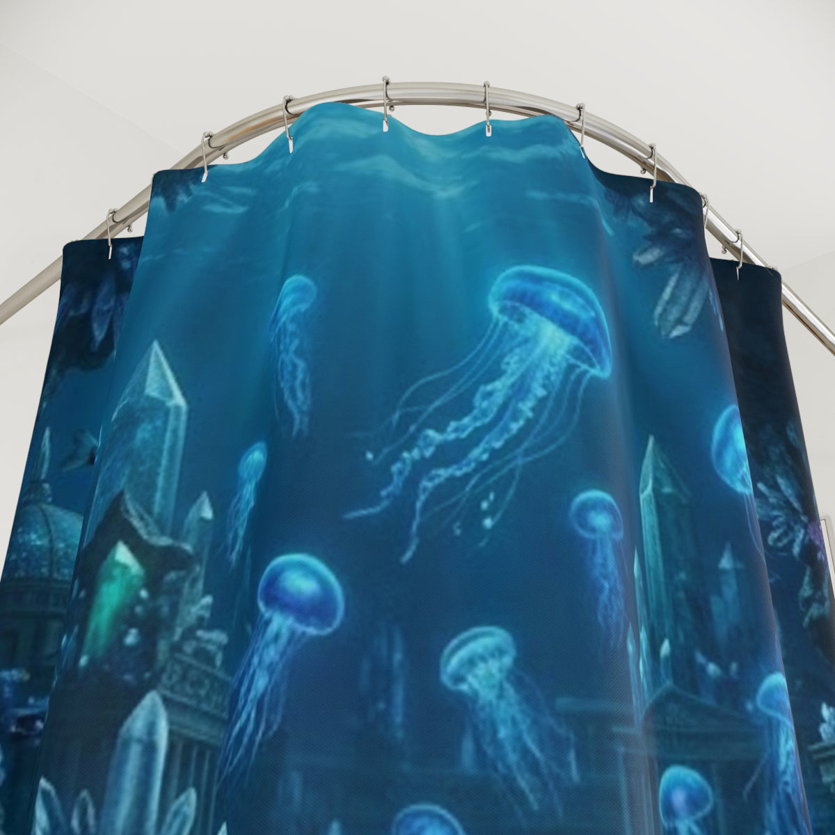 Underwater Jellyfish Ocean Scene Shower Curtain