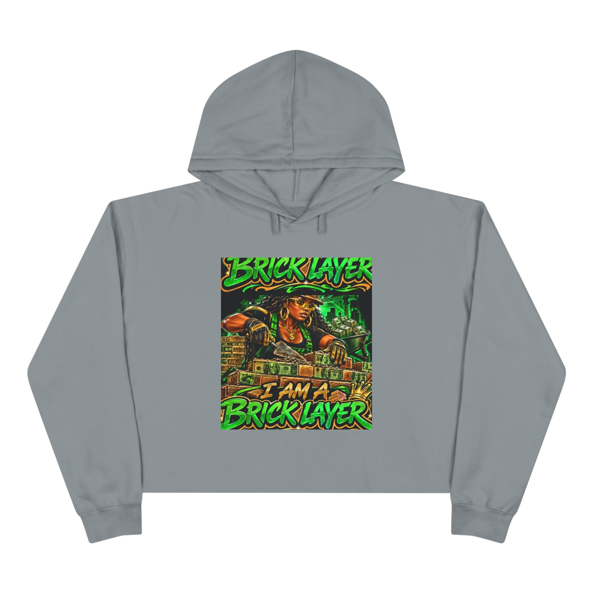 Bricklayer Crop Hoodie — I Am A Bricklayer Graphic Hoodie for Construction Workers