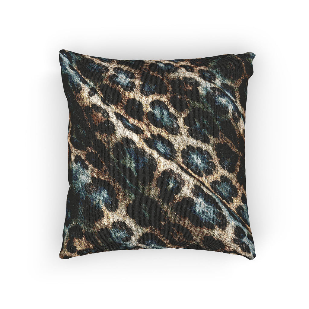 Leopard Print Woven Pillow — Textured Animal Print Decorative Cushion