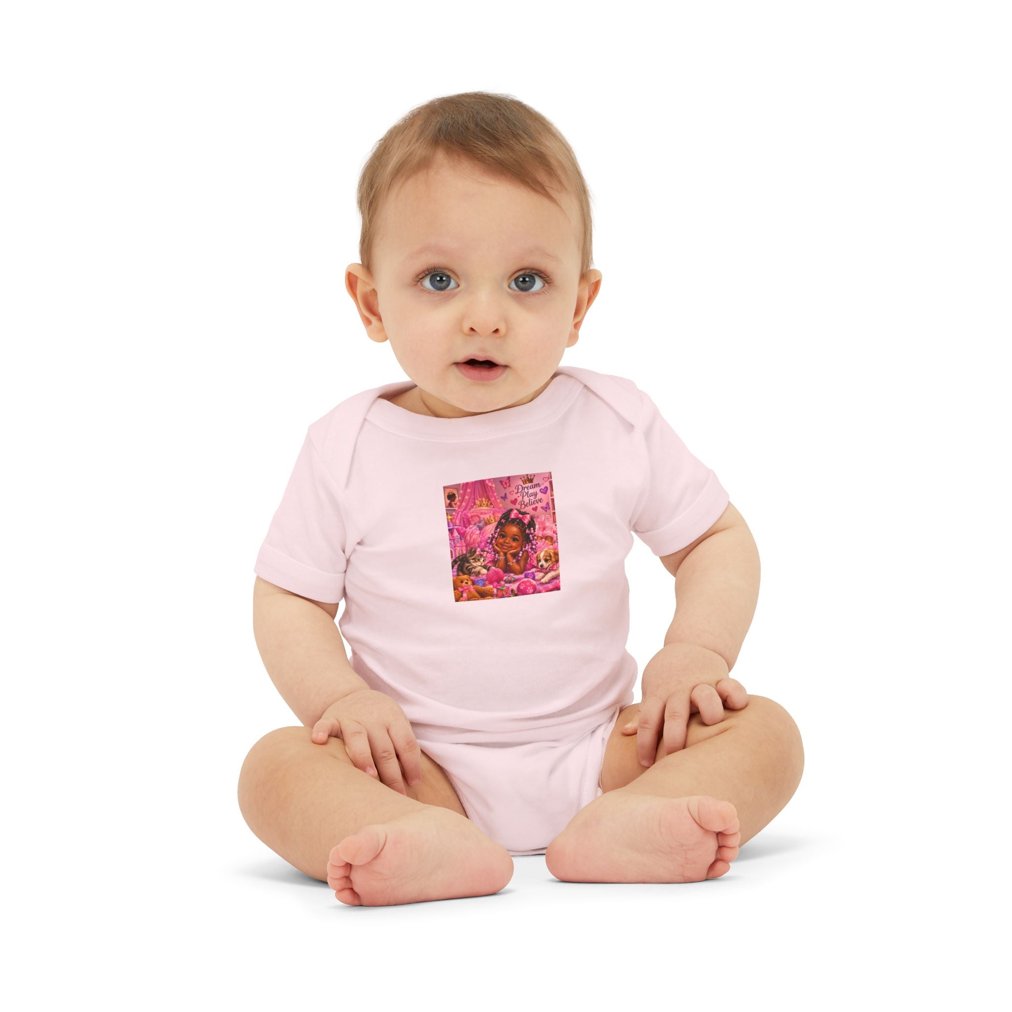 Pink Floral Baby Onesie – Cute Nursery Art Infant Jersey One Piece