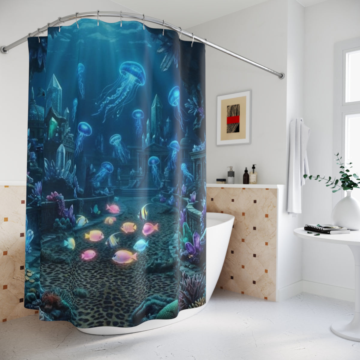 Underwater Jellyfish Ocean Scene Shower Curtain