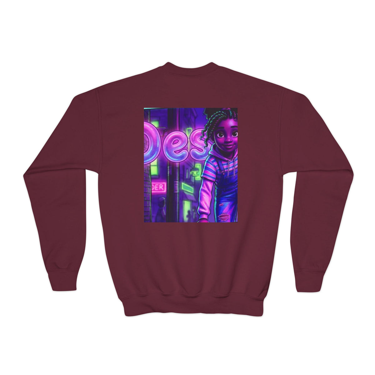 Youth “Destiny” Retro Neon Graphic Crewneck Sweatshirt
