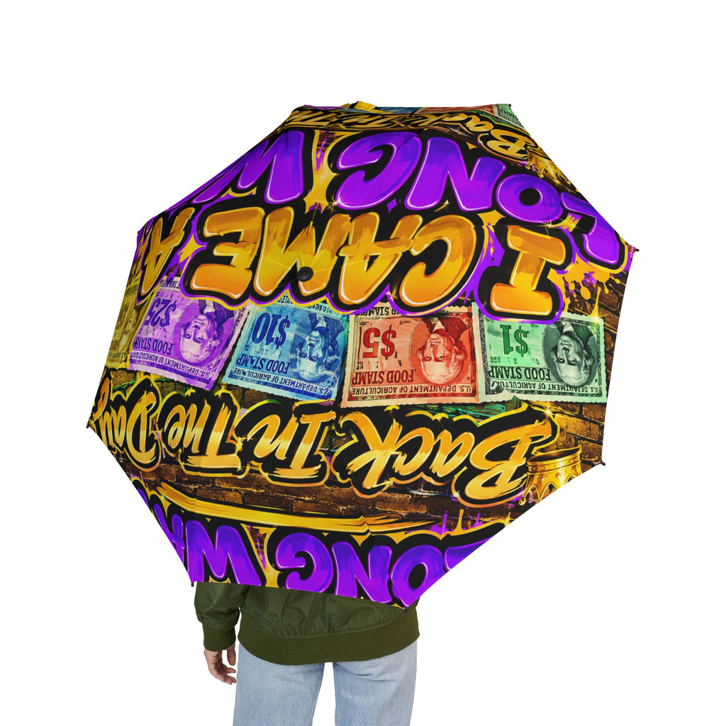Graffiti Money Foldable Umbrella — Semi-Automatic Compact Rain Umbrella
