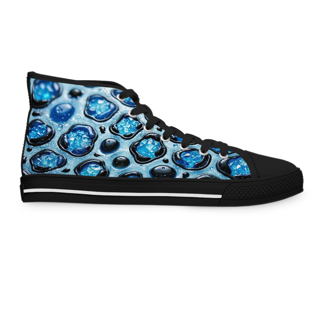 Women's High Top Sneakers – Blue Abstract Bubble Pattern