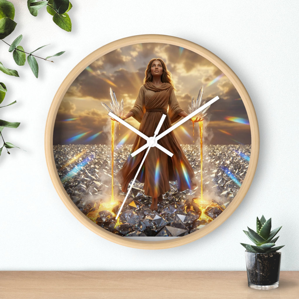 Wall Clock — Radiant Guardian Art Clock with Angelic Figure and Prism Light