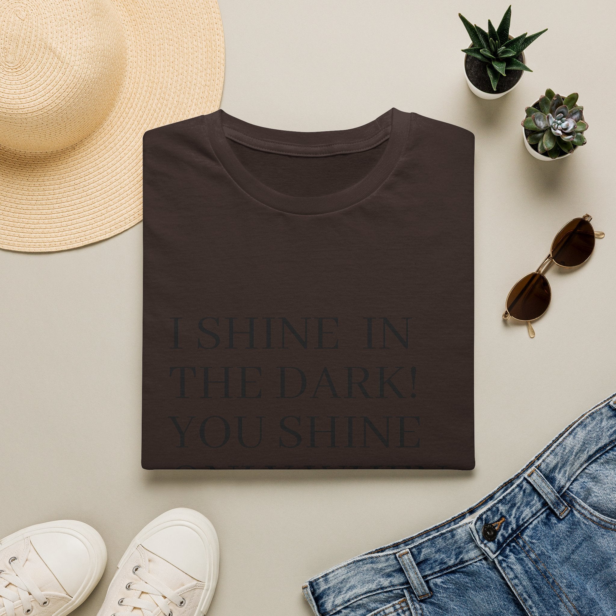 I Shine in the Dark Graphic T-Shirt — Bold Text Tee with Witty Quote