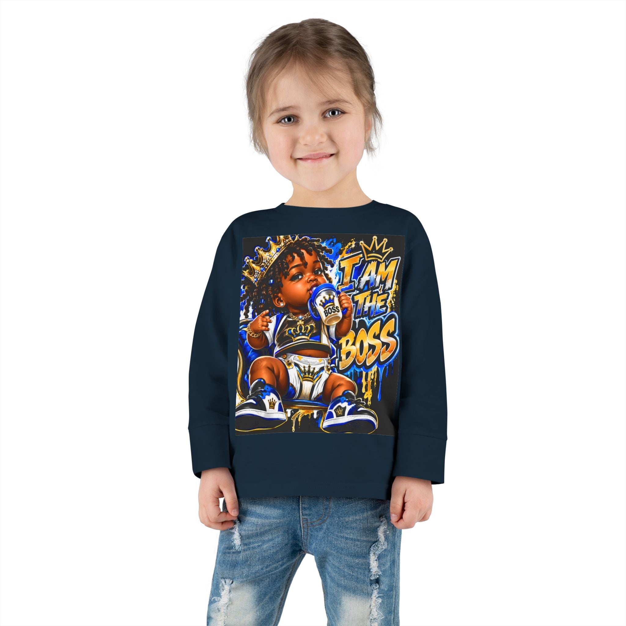 I Am The Boss Toddler Long Sleeve Tee — Cute Urban Baby Graphic Shirt