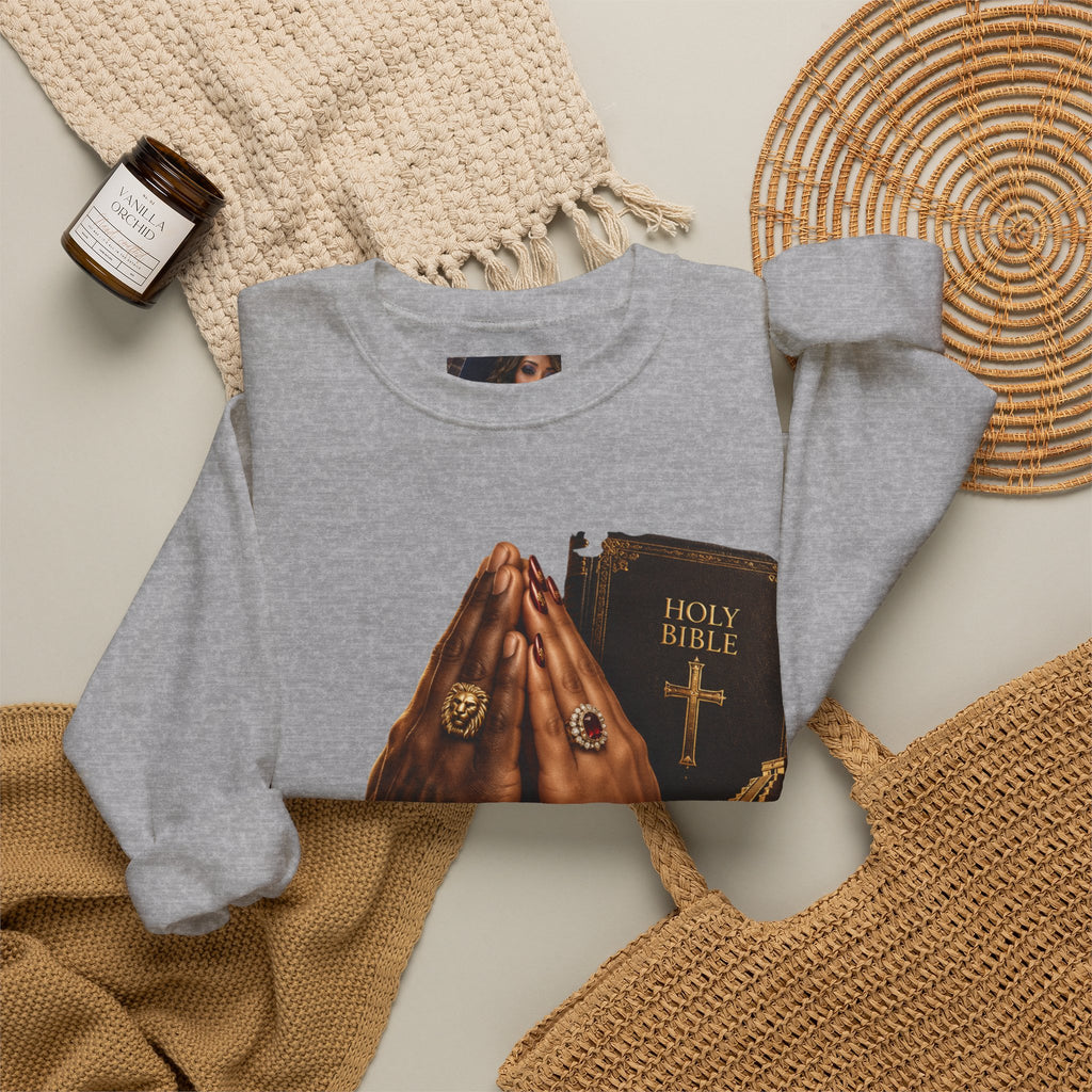 Holy Bible Praying Hands Religious Crewneck Sweatshirt