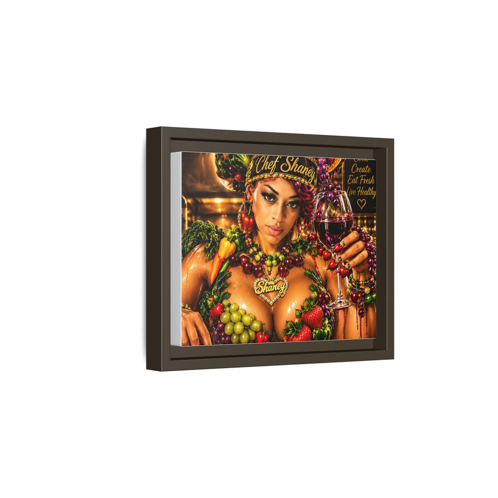 Chef Shaney Fruit Goddess Matte Framed Canvas — "Eat Fresh Live Healthy" Kitchen Wall Art