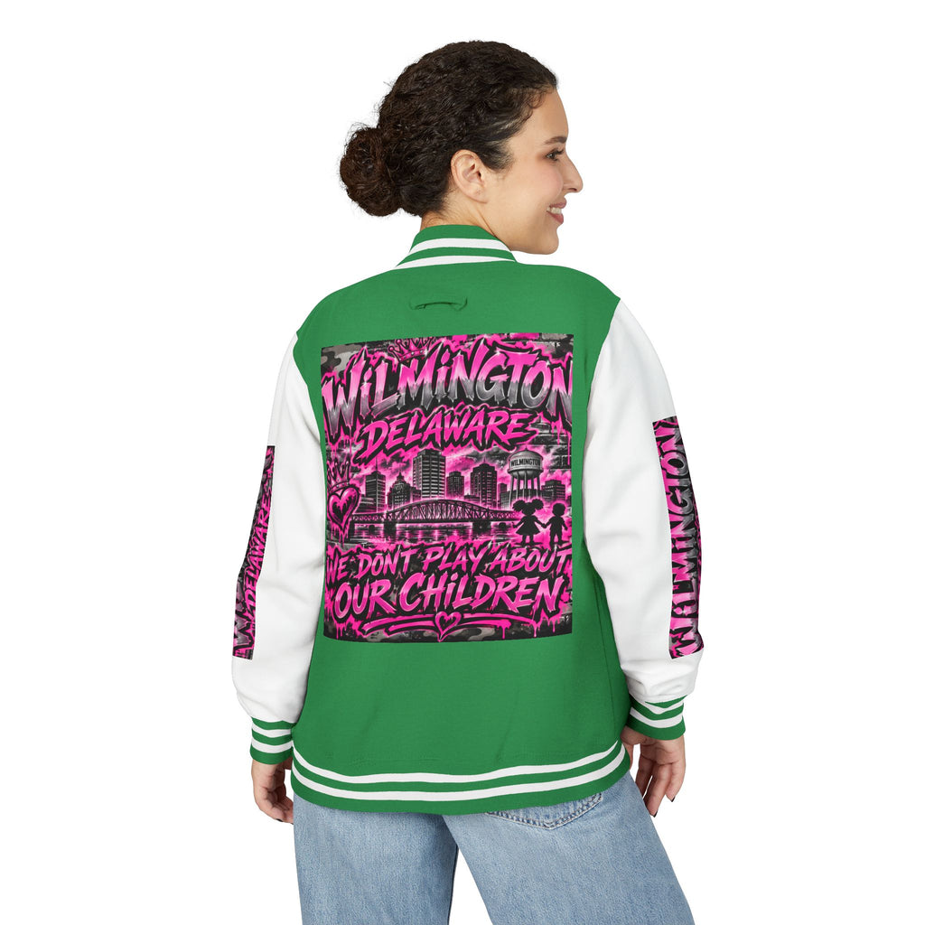Wilmington Delaware Letterman Jacket — 'We Don't Play About Our Children' Varsity Coat