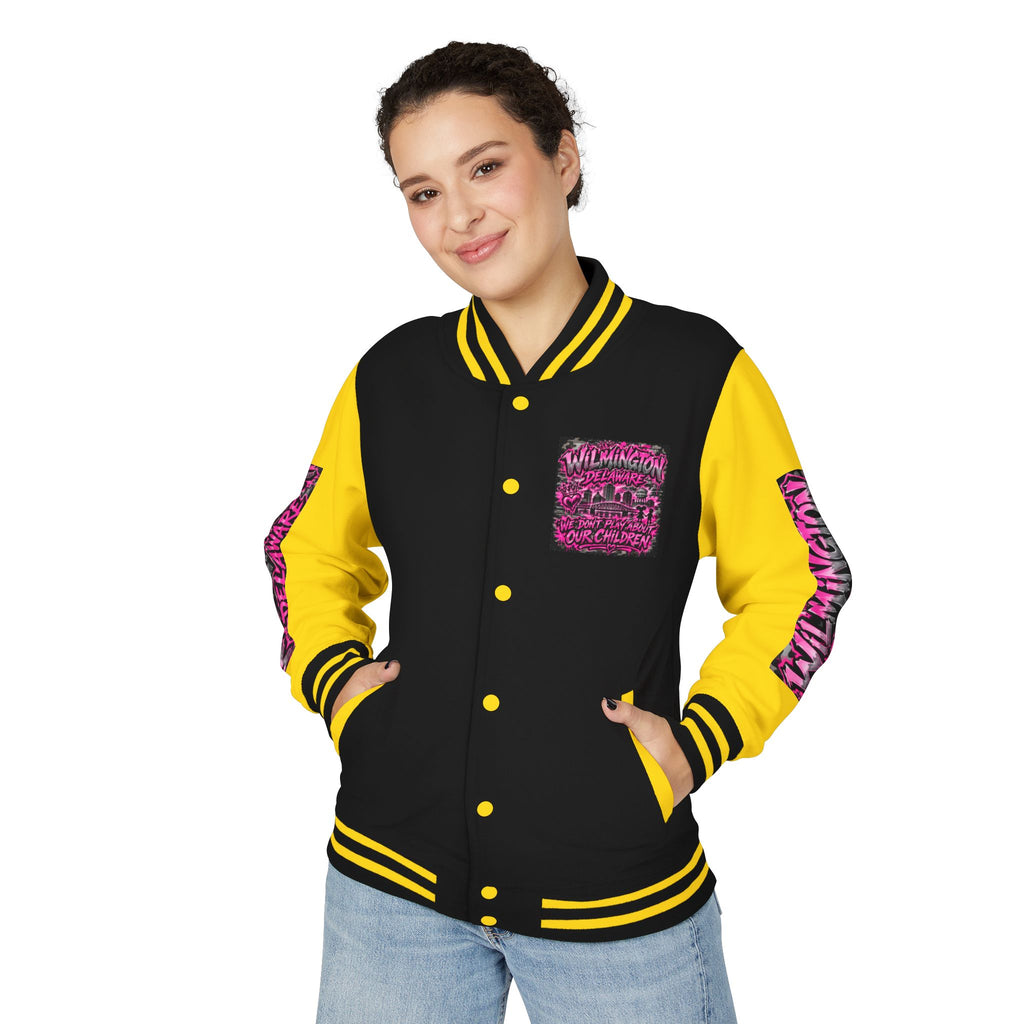 Wilmington Delaware Letterman Jacket — 'We Don't Play About Our Children' Varsity Coat
