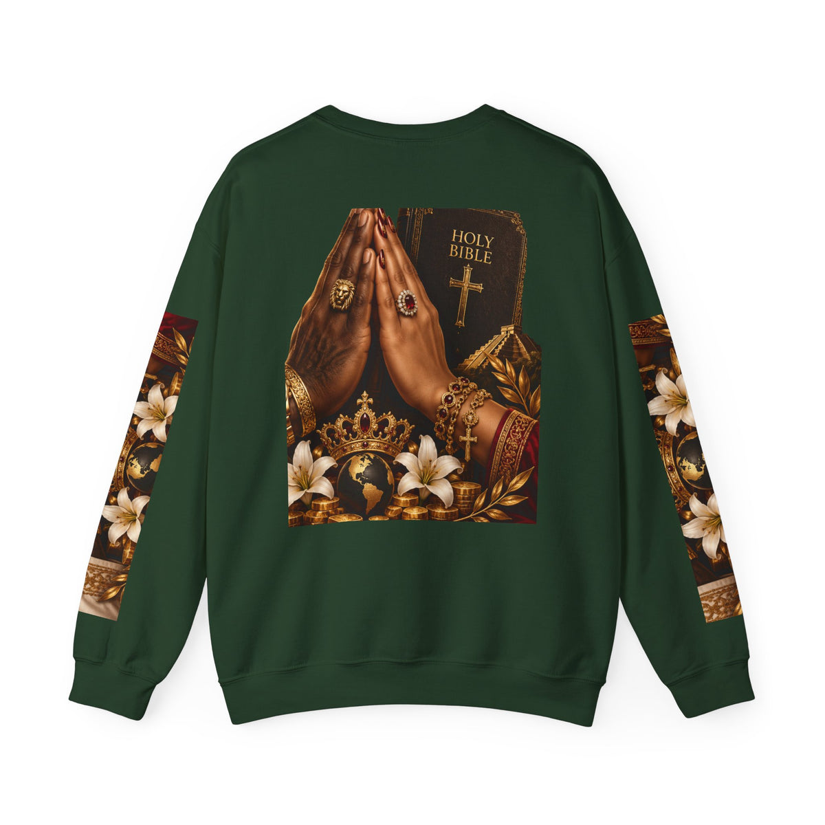 Holy Bible Praying Hands Religious Crewneck Sweatshirt