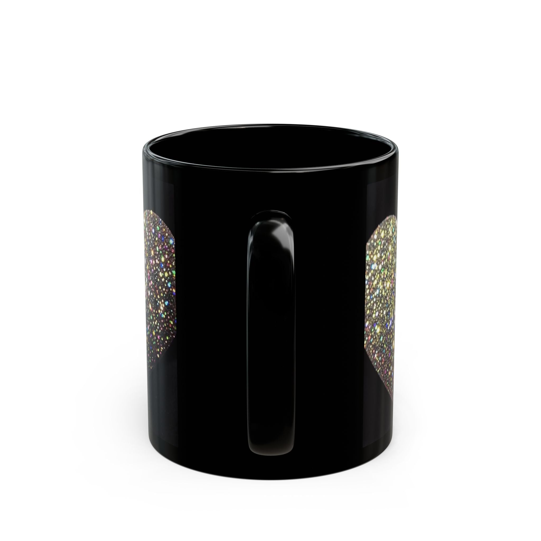 Black Glitter Heart Mug — Sparkling Heart Coffee Cup (11oz, 15oz)