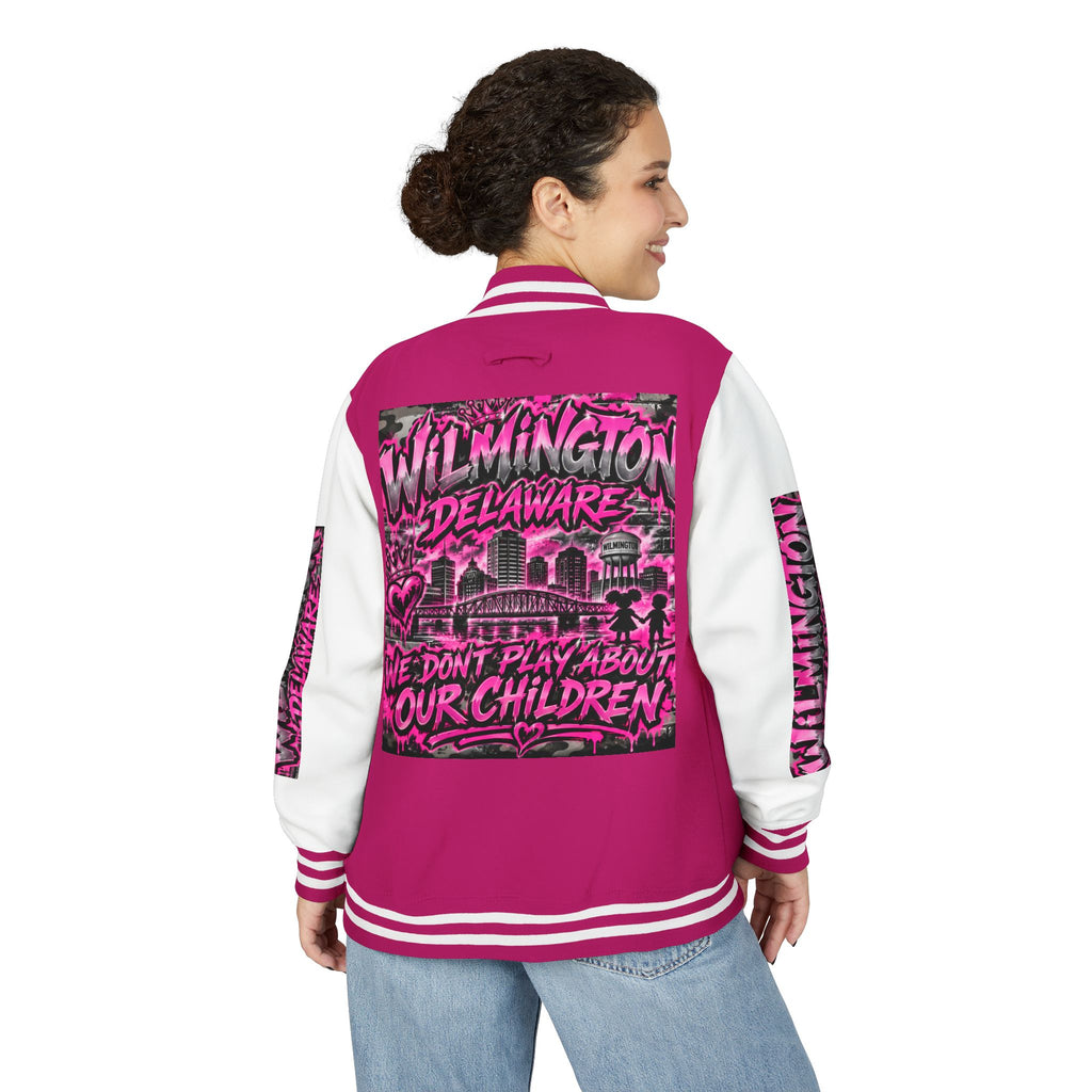 Wilmington Delaware Letterman Jacket — 'We Don't Play About Our Children' Varsity Coat
