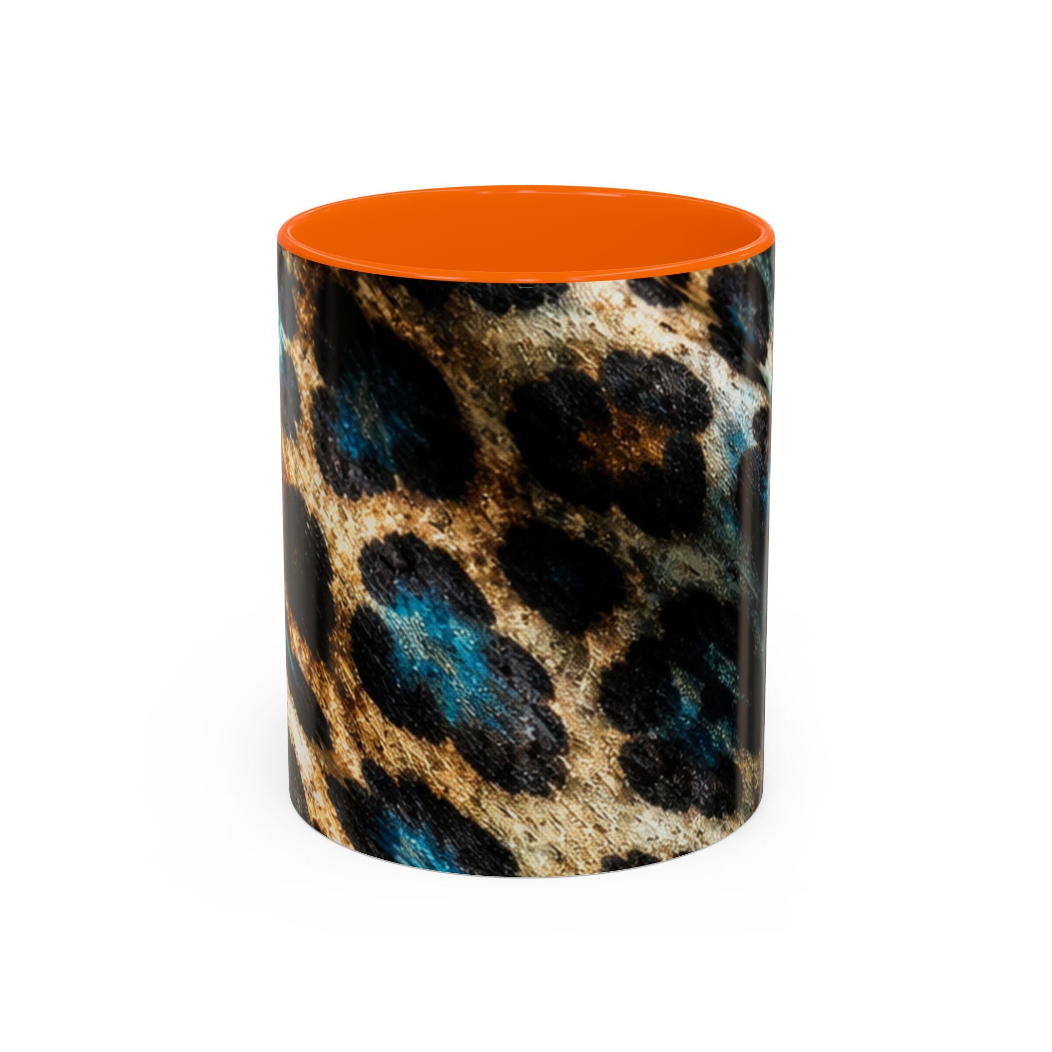 Teal Leopard Accent Coffee Mug — Bold Animal Print Ceramic Mug (11/15 oz)